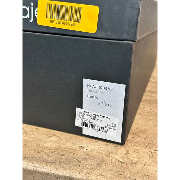 NEW in Box MAJE Flat Studded Lace Up Sandals Camel size 40/ 9.5 - Picture 9 of 10